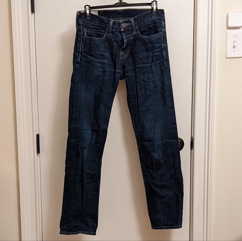 A&F Slim Straight Button-fly Blue Jeans 28W x 30L